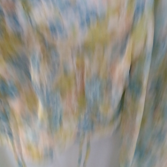 NYC Floral Blouse with Blue, Yellow, and Cream - Picture 5 of 8
